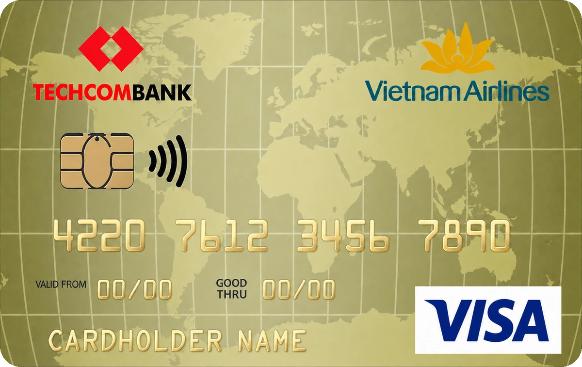 Thẻ Techcombank Vietnam Airlines Visa Gold