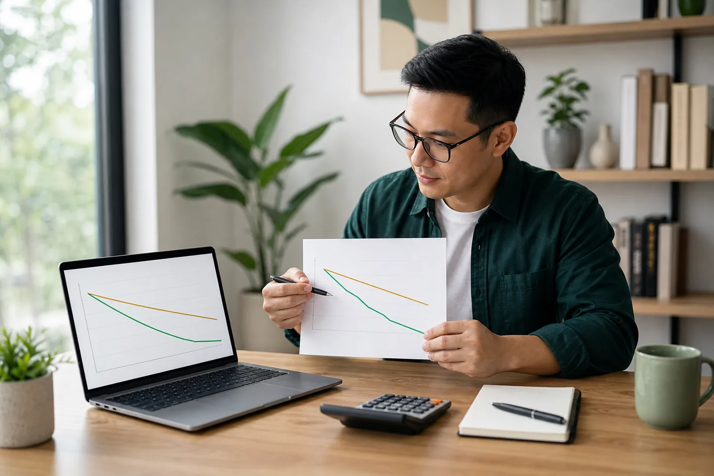 Người dùng đối chiếu biểu đồ và chi phí khoản vay