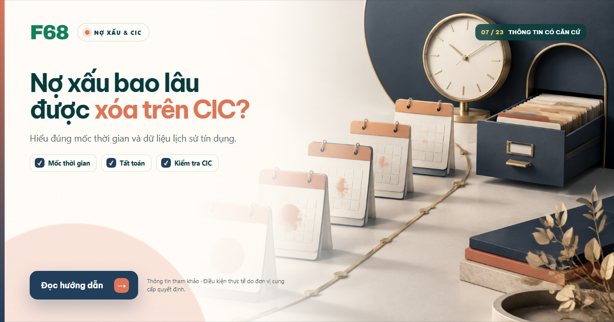 Nợ xấu bao lâu được xóa trên CIC? Cách tính mốc 5 năm — Ảnh chia sẻ Tài Chính F68