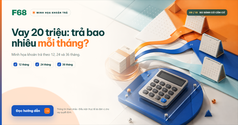 Vay 20 triệu trả bao nhiêu mỗi tháng trong 12 24 và 36 tháng