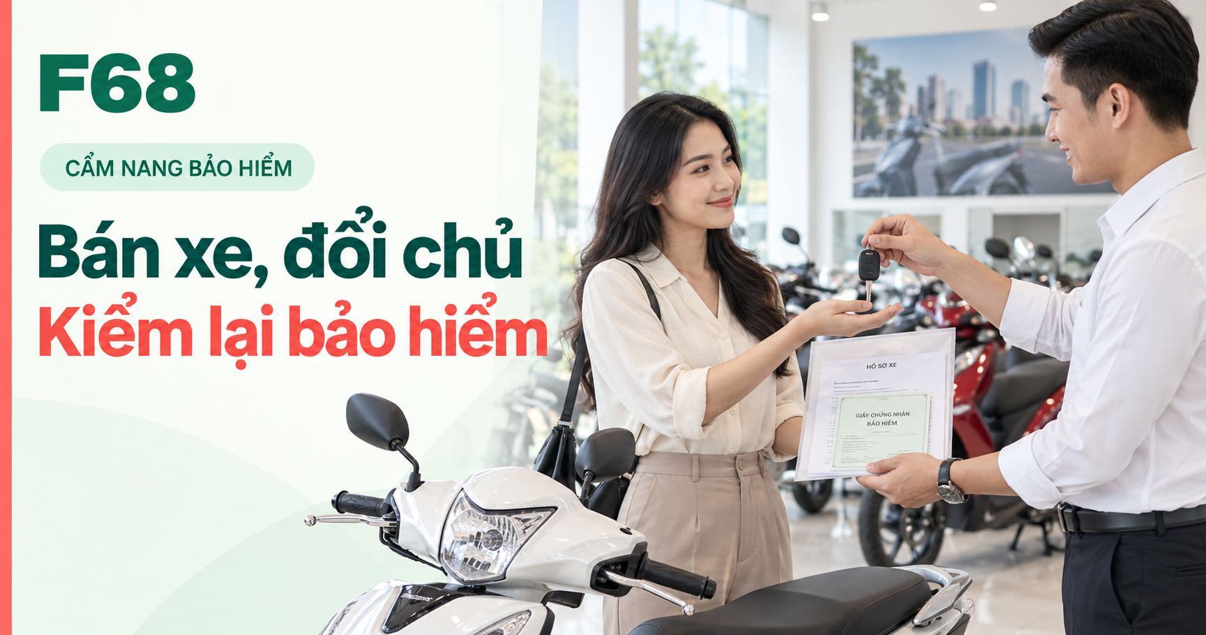 bán xe giấy chứng nhận bảo hiểm — Bán xe, đổi chủ: Kiểm lại bảo hiểm — minh họa F68