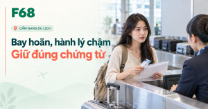 chuyến bay bị hoãn bảo hiểm — Bay hoãn, hành lý chậm: Giữ đúng chứng từ — minh họa F68