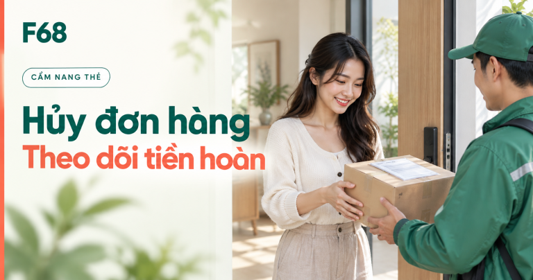 hoàn tiền về thẻ tín dụng — Hủy đơn hàng: Theo dõi tiền hoàn — minh họa F68