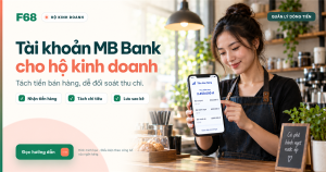 tài khoản hộ kinh doanh — Tài khoản MB Bank cho hộ kinh doanh, minh họa chủ cửa hàng kiểm tra tiền bán hàng.