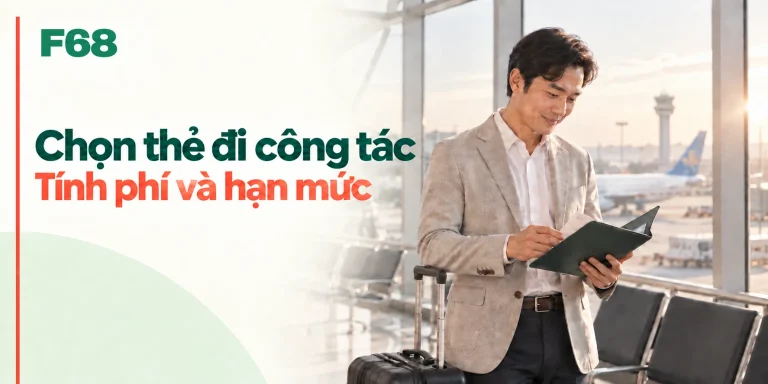 Chọn thẻ đi công tác — Tính phí và hạn mức; minh họa F68