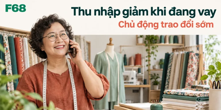 Thu nhập giảm khi đang vay — Chủ động trao đổi sớm; minh họa F68