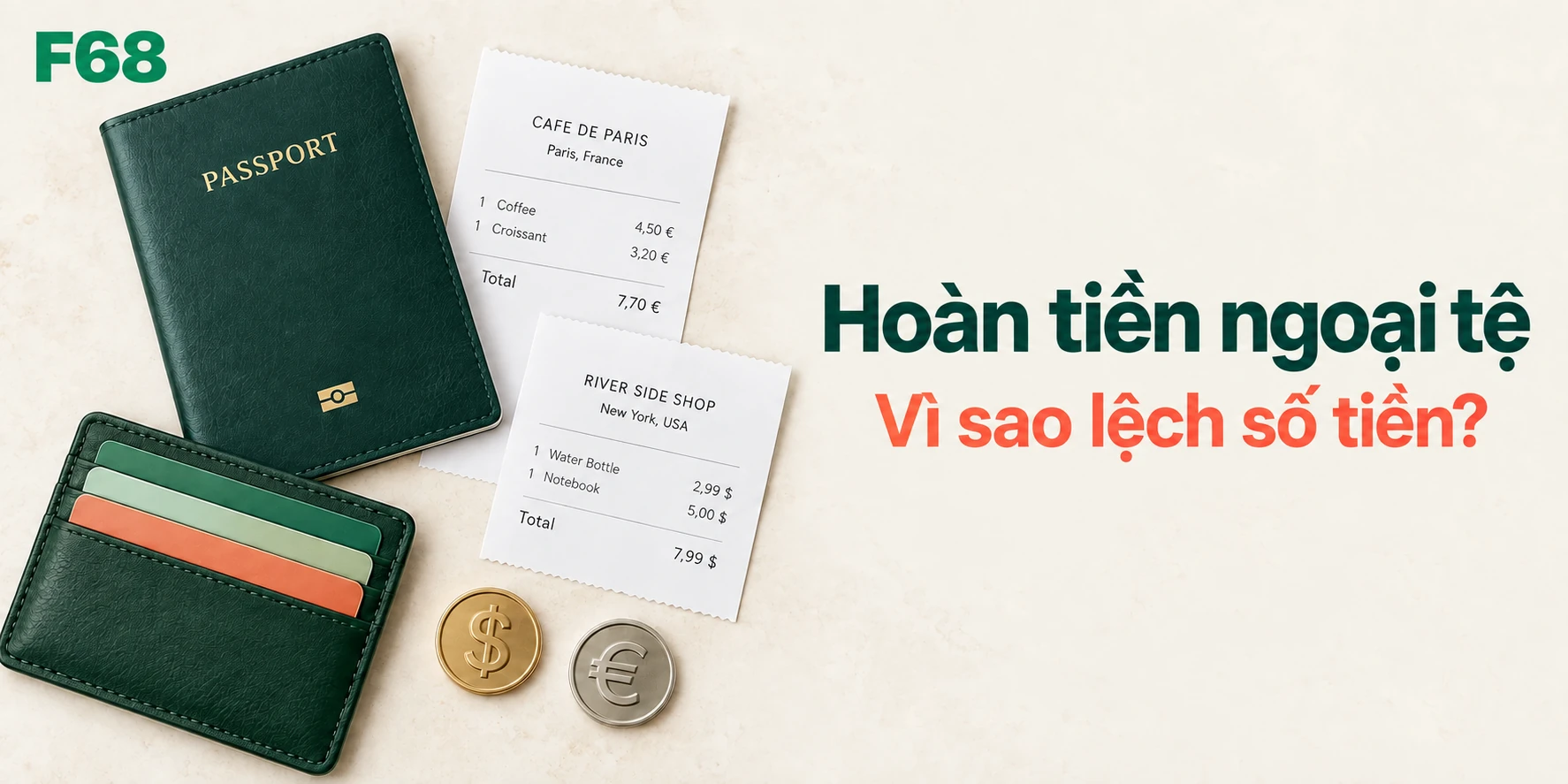 Hoàn tiền ngoại tệ — Vì sao lệch số tiền?; minh họa F68
