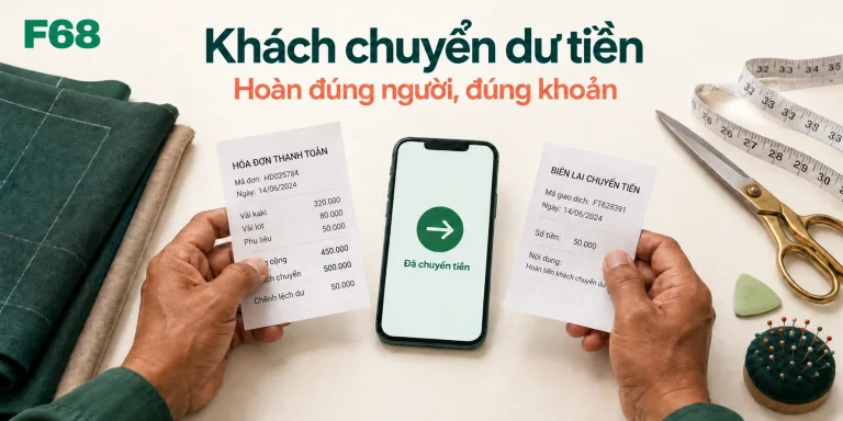 Khách chuyển dư tiền — Hoàn đúng người, đúng khoản; minh họa F68