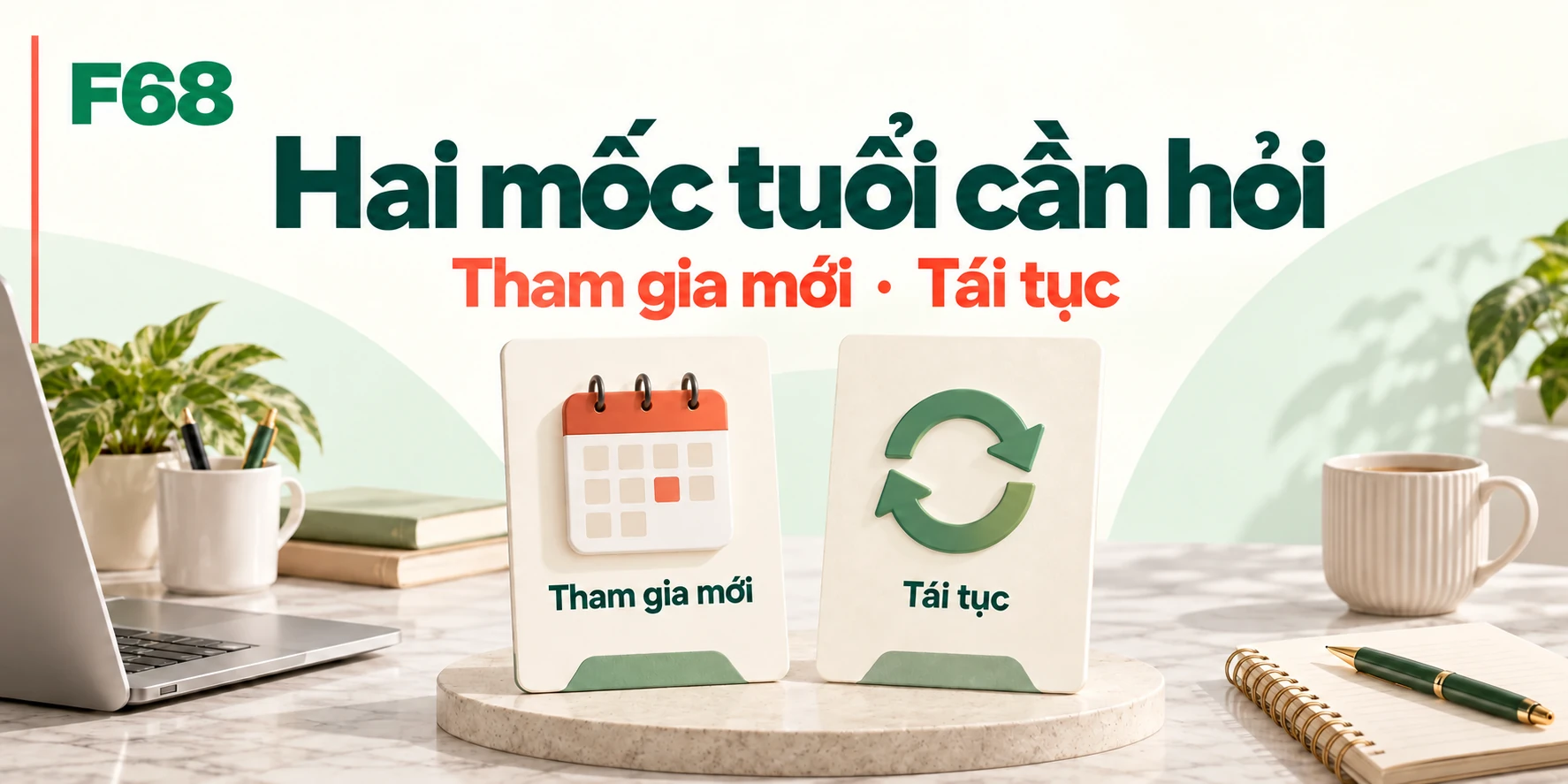 Hai mốc tuổi cần hỏi — Tham gia mới · Tái tục; minh họa F68
