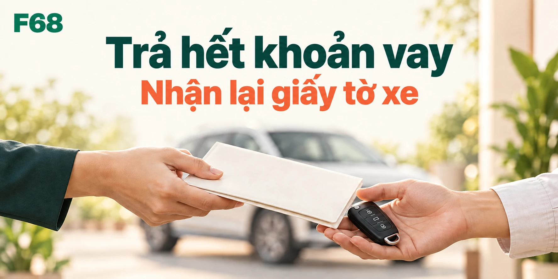 Trả hết khoản vay — Nhận lại giấy tờ xe; minh họa F68