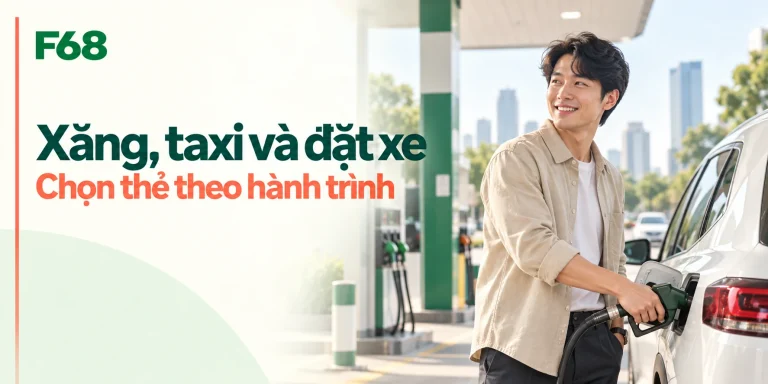 Đổ xăng, đi taxi và đặt xe: chọn thẻ hoàn tiền thế nào? — minh họa F68