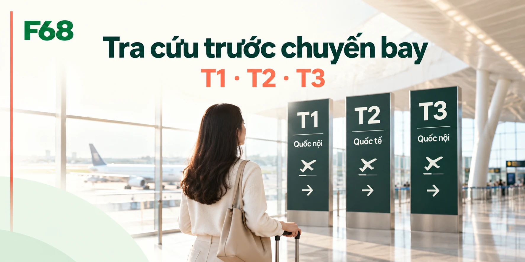 Tra cứu trước chuyến bay — T1 · T2 · T3; minh họa F68