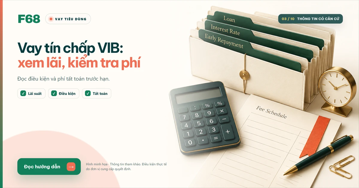 Vay tiêu dùng tín — Vay tiêu dùng tín chấp VIB: lãi từ 1,9%/tháng, điều kiện và phí tất toán trước hạn