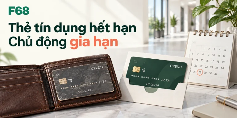 Thẻ tín dụng hết hạn — Chủ động gia hạn; minh họa F68