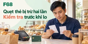 Quẹt thẻ bị trừ hai lần — Kiểm tra trước khi lo; minh họa F68