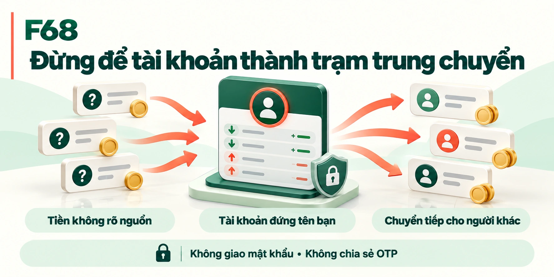 Sơ đồ tiền không rõ nguồn đi qua tài khoản đứng tên bạn rồi chuyển tiếp cho người khác.