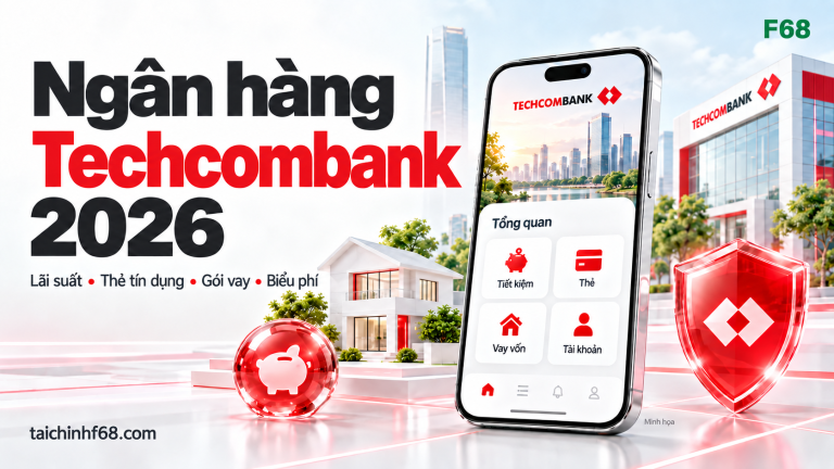 Ngân hàng Techcombank 2026: lãi suất, thẻ tín dụng, gói vay, phí — feature — F68