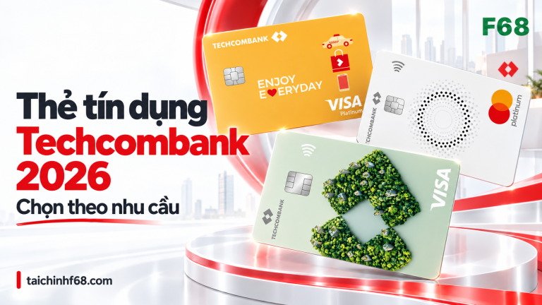 Thẻ tín dụng Techcombank nào tốt: Everyday, Spark, Eco, Signature — feature — F68